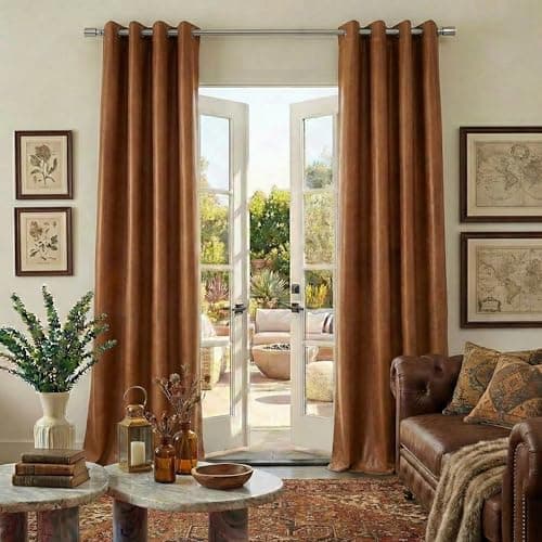 NICETOWN Bronze Velvet Curtains 96 inch Length 2 Panels Burg Set, Luxury Grommet Thermal Insulated Window Blackout Curtain, Room Darkening Drapes for Living Dining Room Bedroom, 52" W