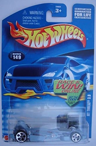 HOT WHEELS LIGHT BLUE JET THREAT 3.0 #149 RACE & WIN ONLINE CARD 5 DOT