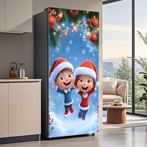 AOHMPT Self-Adhesive Refrigerator Wrap Set - Removable Vinyl Fridge Stickers, Peel & Stick Door Mural Decor for Kitchen, Bar, Office 32.3x78.7