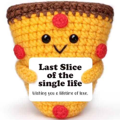 Mini Engagement Gifts for Couple Her Him Single Life Handmade Crochet Pizza