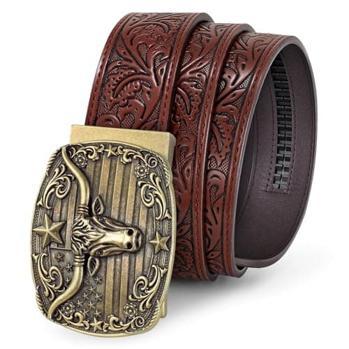 BELTROAD Western Ratchet Belts for Men Women Cowboy Belt Western Leather Ratchet Men's Slid Belt Gift, Cut for Fit