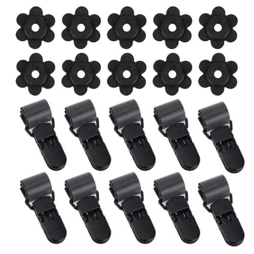 Tinoaly 20pcs Garden Flag Clips and Stoppers, Anti-Wind & Adjustable Plastic Yard Flag Pole Clips Stand Holder Rubber Pole Stops for Indoor & Outdoor Use