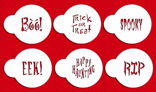 Designer Stencils Small Halloween Cookie Stencil Sayings, Beige/semi-transparent