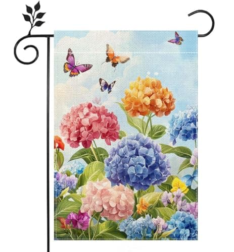 Colorful Hydrangeas Flower Garden Flag Spring Summer Floral Welcome Yard Outdoor Flag Double Sided 12x18 Inch