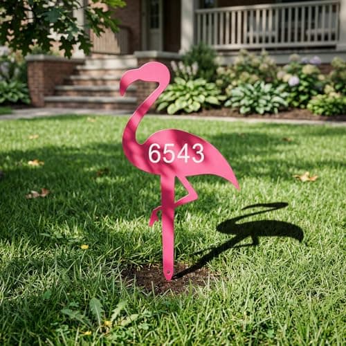 ElaraBerry Flamingo Custom Address Sign Flamingo Wall Decor Address Signs House Number Plaque for Front Doors Yards Farms Wedding Parties Housewarming Events