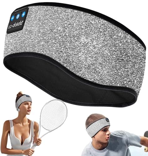 LC-dolida Sleep Headphones Wireless Bluetooth Headband Headphones for Sleeping Music Band Cozy Sleep Mask with Thin HD Stereo Speakers Perfect for Side Sleepers(Sliver)