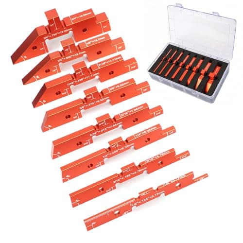 8-Piece Router Setup Bars, Precision Aluminum Positioning Blocks, for Router Table Saw Height Depth Angle Setting Measuring Tool With Storage Case (Each Setup Bars has Different Thickness)