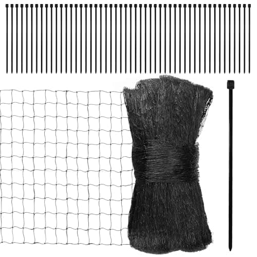 Huakaile 13 x 39 FT Pond Netting Barrier, Mesh Deer Fence Protection, Reusable Bird Netting for Chicken Coop Leaves Plant Garden Fruits Tree Poultry Vegetable Outdoor with 50 Ties