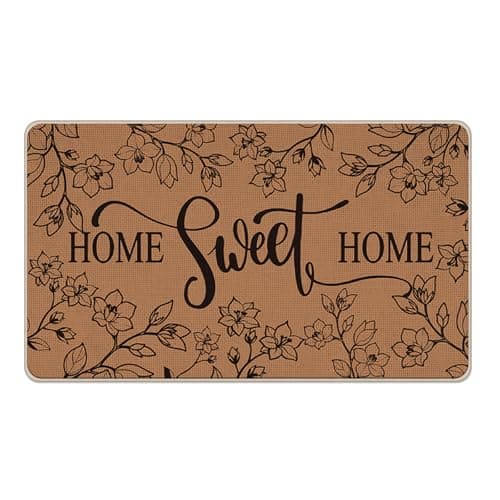 Livcoz Home Sweet Home Floral Welcome Front Door Mat, Vintage Flower