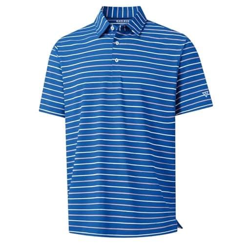 M MAELREG Golf Shirts for Boys Short Sleeve Dry Fit Performance Lightweight Sports Casual Striped Boys Polo Shirts