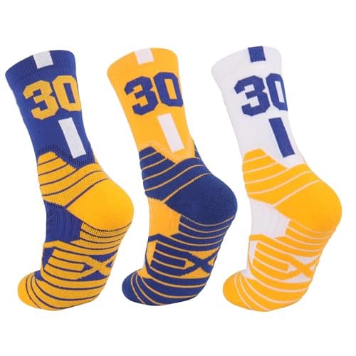 STRSFYS 3 Pair Performance Basketball Crew Socks, Breathable Athletic Compression Socks with Arch Support for Adults & Youth