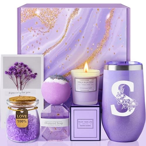 Personalized Birthday Gifts for Women Mom Wife Sister Daughter Friends Her, Monogrammed Mothers Day Anniversary Thank You Christmas Get Well Soon Spa Gift Baskets, Customized Self Care Gift for Women