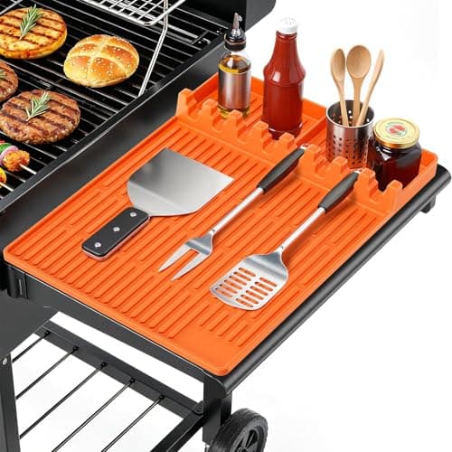 Silicone Grill Mat Compatible with Blackstone, BBQ Griddle Tool, Orange