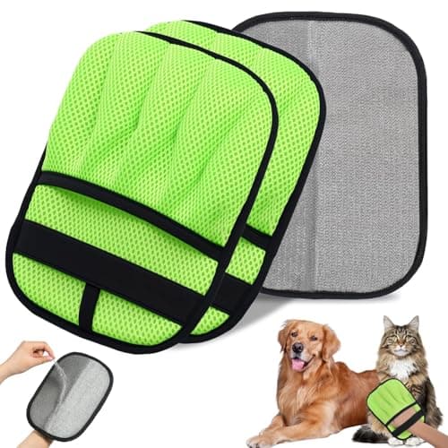 Ziyerya 2Pcs Pet Hair Removal Gloves for Cats & Dogs: Upgraded Five-Finger Electrostatic Pet Hair Glove, Reusable Magic Brush Pet Fur Remover Tool for Laundry, Couch, Carpet, Car Seats & Furniture