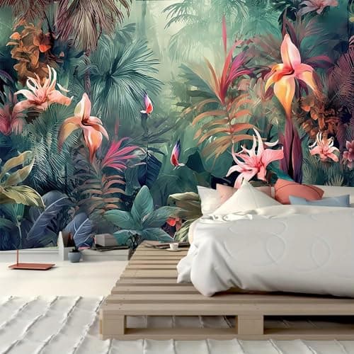 FENDROM Tropical Flower Plant Tapestry Wall Hanging, Palm Tree Leaves Rainforest Jungle Nature Room Wall Art Tapestries Forest Aesthetic for Bedroom College Drom Home Office