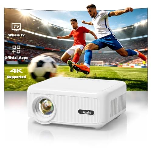 Outdoor Projector [1900 Brightness & 1k+ Official Apps] Movie Projector 4K, Electric Focus & 4P Keystone, Lisowod L02 Smart Projector with WiFi and BT, Portable Proyector for Backyard & Home Cinema