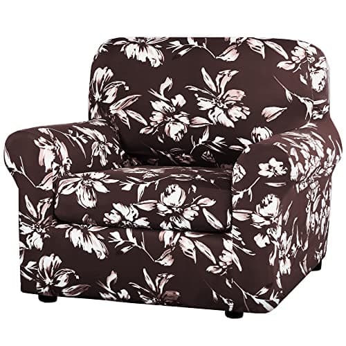 H.VERSAILTEX Super Stretch 2 Pieces Sofa Covers for Armchair Covers Living Room Chair Slipcovers Feature Soft Thick Modern Style with Individual Cushion Cover Pet Friendly - Armchair, Chocolate