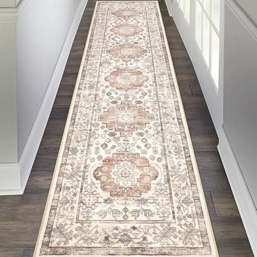Pauwer Hallway Runner Rug 2x8, Washable Kitchen Runner, Vintage Beige