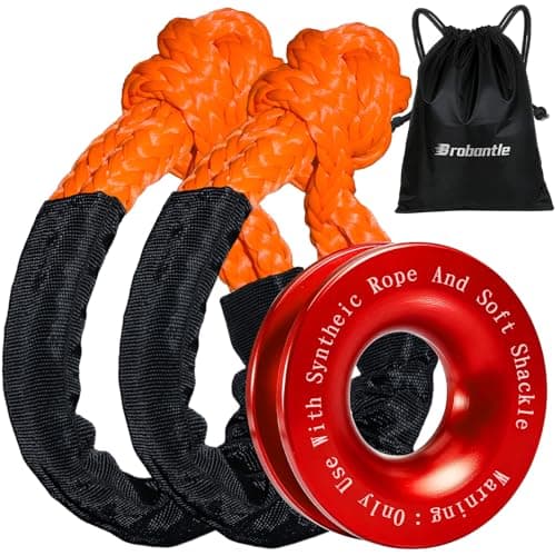 Synthetic Soft Shackle & Recovery Ring Kit, 2PCS 1/2" x 22" Soft Shackles(56,000Lbs Breaking Strength) with Snatch Ring for Synthetic Winch Rope for Off-Road Jeeps ATV UTV SUV Vehicle Recovery