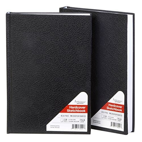Hardcover Sketch Book 2 Pack Drawing Books 5.5" x 8" Sketchbooks, 110 Sheets Hardbound Journal, Ideal for Pencils, Graphite, Charcoal, Pen