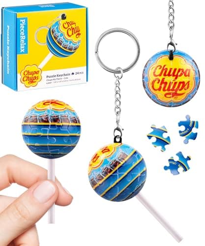 PieceRelax Chupa Chups X 3D Puzzle Keychain 24 Plastic Pieces for Adults - Chups My Flavor - Cola - Portable Key Ring, Accessories, Bag Charms, Purse Charms, Unique Gifts for Puzzle Lovers [A3889]