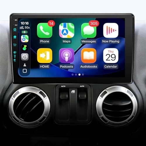 for Upgraded 10.2 Jeep Wrangler JK Dodge Ram 1500 Head Unit Radio, 5G-WiFi6 Wireless CarPlay Android Auto QLED Car Stereo/AM/FM/Airplay/1080P (4Ram+64Rom-HD)