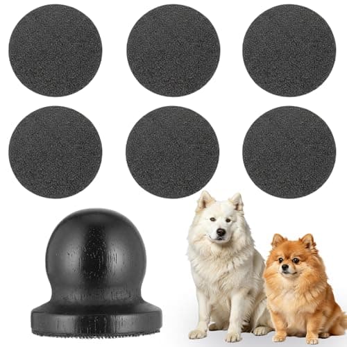 Wooden Dog Nail Scratch Board with 6Pcs Replaceable Sandpaper Discs, Stress Free Pet Nail File, Safe Gentle Trimming Tool for Dogs and Cats, Non Slip Ergonomic Pet Grooming Accessory(Black)