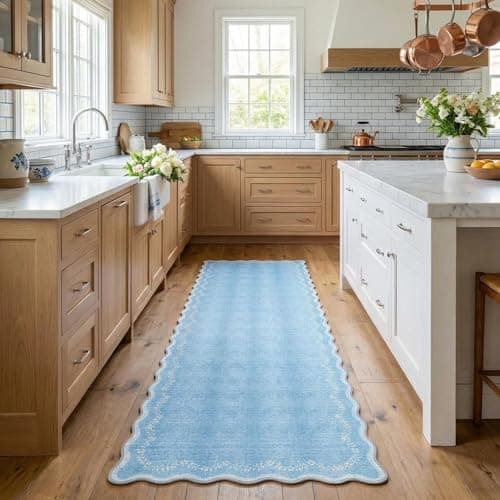 GarveeHome 2x6 Scalloped Washable Runner Rug Non Slip Hallway Kitchen Rug