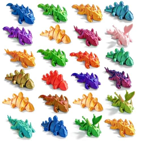 FortuneHive 24Pcs 3D Printed Mini Dinosaur Figurines Set, Small Dino Statues for Desk Decor Shelf Display Collectible Party Favors