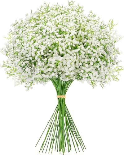 MERIXMAS Babys Breath Artificial Flowers, Babys Breath Flowers Artificial Bulk for Wedding Decor, White Fake Flowers for Party Home Garden Decor (24, White)