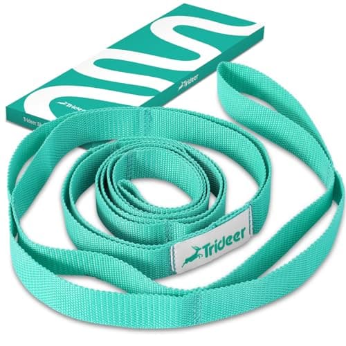 Trideer Stretching Strap Yoga Strap for Physical Therapy, 10 Loops Yoga Straps for Stretching, Non-Elastic Stretch Strap for Pilates, Exercise, Stretch Band for Women & Men (Light Green)