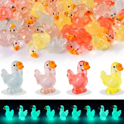 Teenzee 60 pcs Mini Resin Swan Many Styles Variety Tiny Luminous Animals Figures Miniature Little Small Animal Figurines Bulk for Micro Fairy Garden Landscape Accessories Hide Crafts Decor Aquarium
