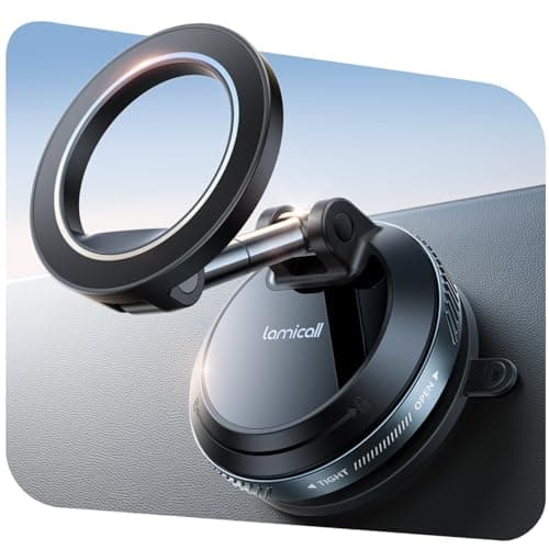 Lamicall Car Phone Holder Mount - [Ultra Vacuum Suction] Phone Holders for Your Car, 360° Adjustable Suction Cup Magnetic Phone Holder for Car Dashboard Windshield Car Mount for iPhone 17 16 Pro Max