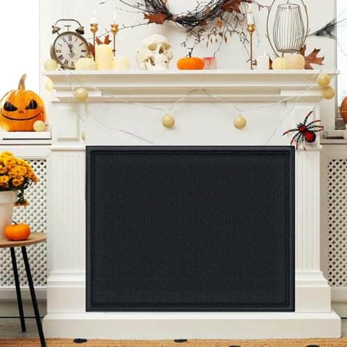 Magnetic Fireplace Draft Cover, Fireplace Blocker Blanket Stops Heat Loss, Adjustable Fire Place Draft Stopper Save Energy for Indoor Iron Frame Black 39" W x 28" H