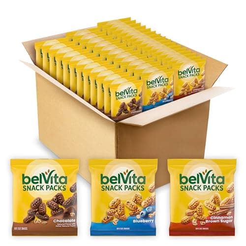 belVita Crunchy Bite Size Snacks Variety Pack, 3 Flavors, 40 Snack Packs