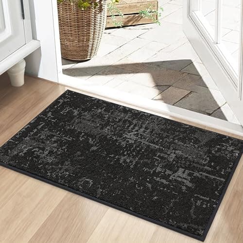 BEQHAUSE Door Mat Indoor Entrance Dirt Trapper Washable, 20x32in, Black