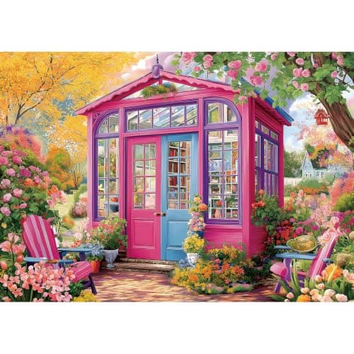 MINIWAN 500 Piece Jigsaw Puzzles for Adults, Pink Garden Greenhouse