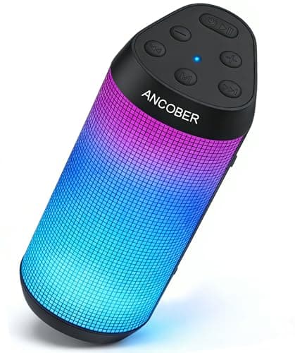 Portable Bluetooth Speaker with Stereo Loud Sound, 8 LED Light Modes, 36H Playtime, TWS Pairing, IPX4 Waterproof, BT5.3, Built-in Mic, Wireless Speaker for Home, Outdoor, Party, Camping, Ideal Gifts