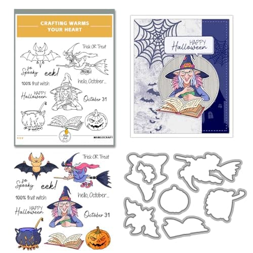Halloween Clear Silicone stampReusable Stamp with Pumpkins, Skulls, Bats, Santa Claus, and Holiday Designs. Used for Making Cards, scrapbooks, and DIY templates (Halloween Witch)