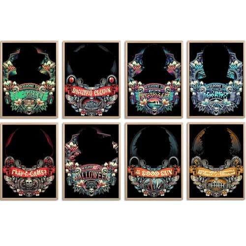 Gearock 8 Pack Horror Diamond Painting Kits, Halloween Diamond Art Kits for Adults, 5D Diamond Art Painting Kits for Room Bedroom Living Room Bathroom Decor, Christmas Gifts, 12x16 Inch