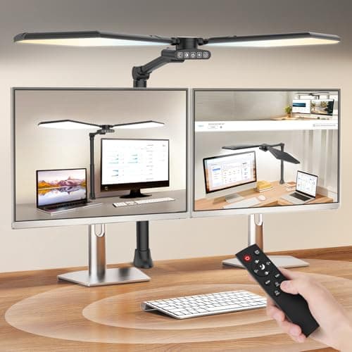 36W LED Desk Lamp with Clamp, Dual-Head Architect Lamp with Remote, Black