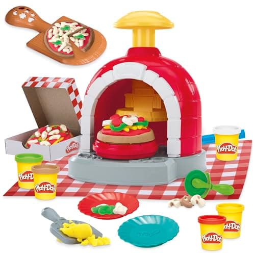 Play-Doh Stamp & Spin Pizza Playset, 8 Accessories & 5 Colors, Kids Play Food & Cooking Toys, Ages 3+