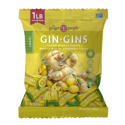 GIN GINS Lemon Ginger Chews Made w/Fresh Ginger 1lb 1Pk