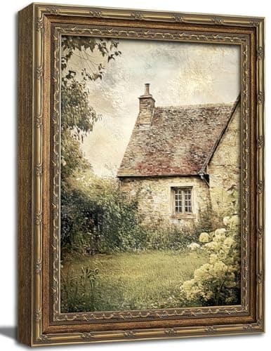 Gold Framed Wall Art Vintage Farmhouse Wall Art Rustic Cottagecore Wall Decor Picture Summer Countryside Nature English Landscape Poster Print Artwork for Living Room Bedroom 9x11in