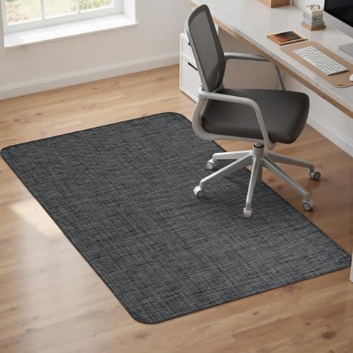 Sycoodeal Office Chair Mat for Hardwood & Tile Floor,Computer Gaming Chair Mat for Rolling Chairs Non-Curve, Anti-Slip, Heavy Duty Floor Protector for Home Office,Black (48" x 55")