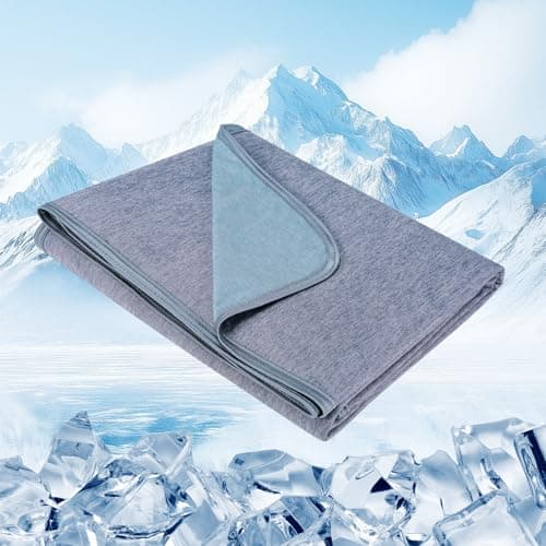Danctec Cooling Blanket for Hot Sleepers, Summer Lightweight Cool Throw for Hot Sleepers, Q-Max>0.45 Cool Fiber for Bed Couch Travel Camping Adult Kid or Menopause, Single Size, 59x79 inch, Blue