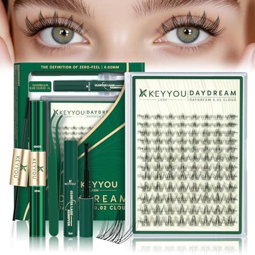 KEYYOU Natural Wispy Lash Clusters Kit CLOUD-A Ultra Soft DIY Set C Curl