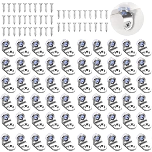 50-Pcs Round Bracket Pins - Metal Shelf Pegs with Silicone Suction Cups,for Kitchen Bookcase Cabinet Furniture Support, Shelves Support Holders