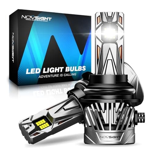 NOVSIGHT HB5/9007 Light Bulbs - 50000LM Extreme Bright 9007/HB5 Car Bulbs 6500K White, Effective Heat Dissipation LED Light Bulb, IP68 Waterproof, Plug and Play, Pack of 2