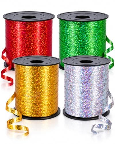 Lainrrew 1000 Yard Metallic Curling Ribbon Balloon String - 4 Pack, Gift Wrap, Christmas, Valentine's Day, Party Decoration